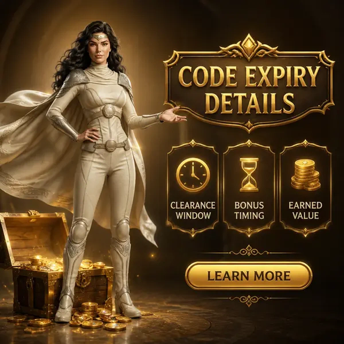 Champion présentant un trésor de code promo aux Fenêtres d'Expiration et de Libération du Code