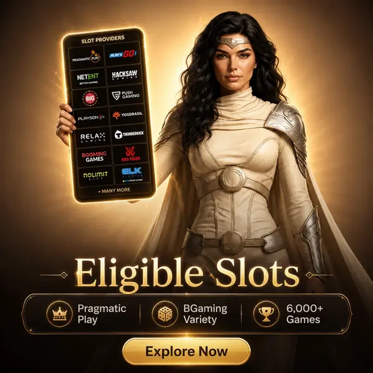 Champion confiant affichant les fournisseurs de tours gratuits éligibles chez Eligible Slots and Provider Breakdown