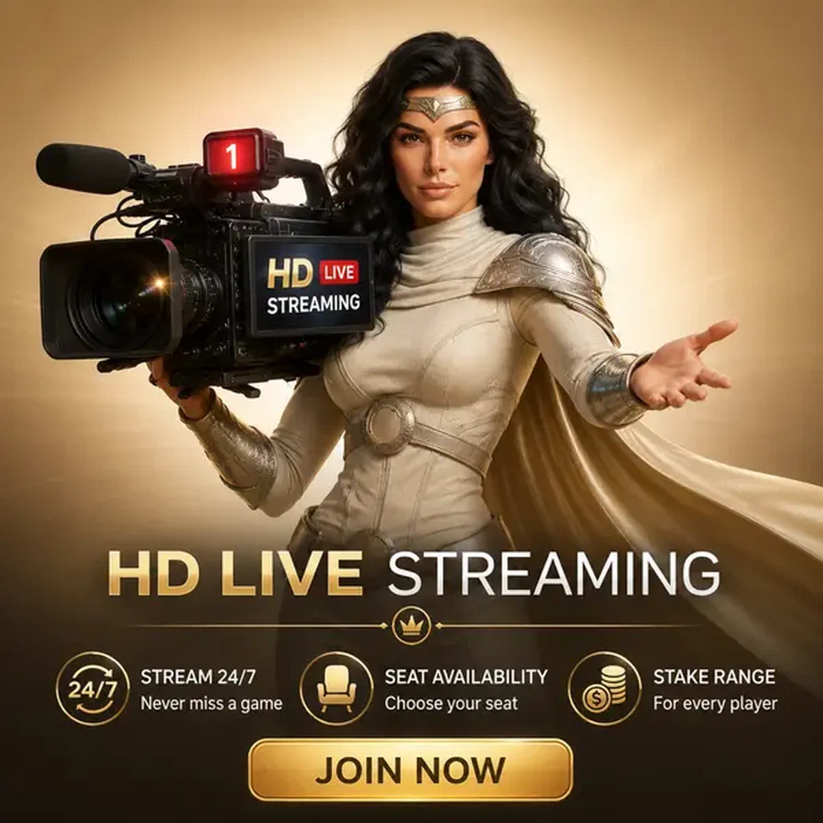 Croupier en direct confiant présentant une caméra de streaming HD à l'Infrastructure de Streaming HD et Opérations de Table